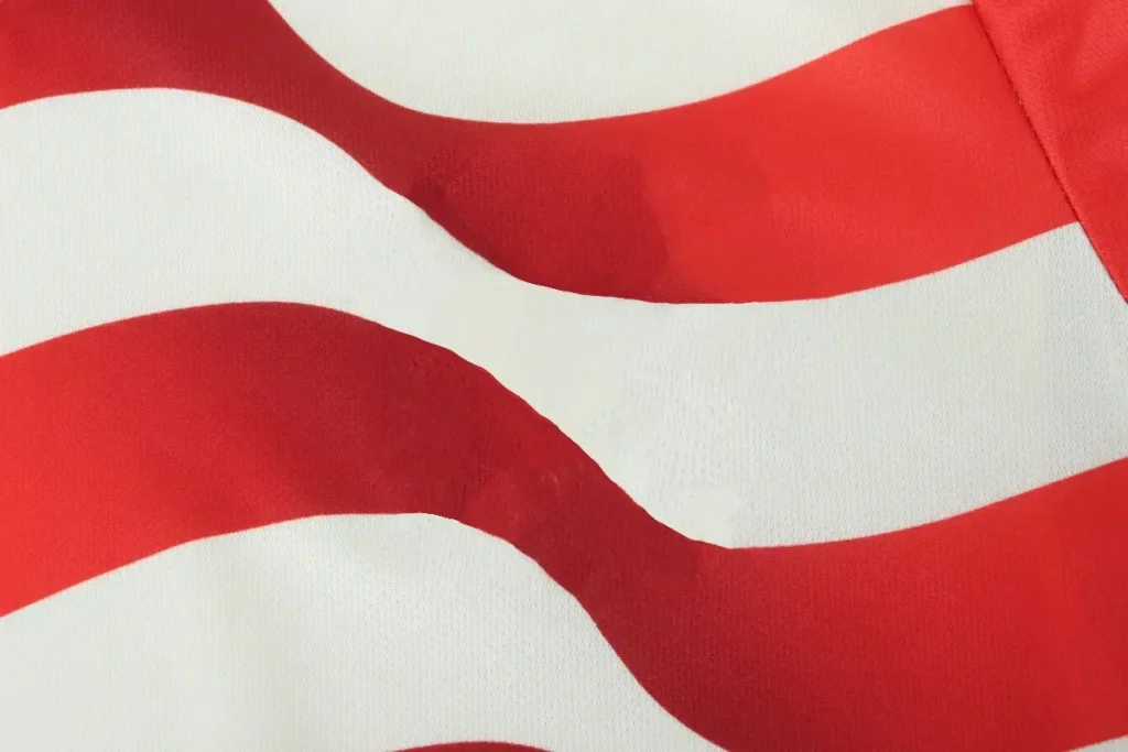 Red white wave pattern fabric close-up