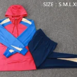Red blue 1/4 zip hoodie and navy pants set