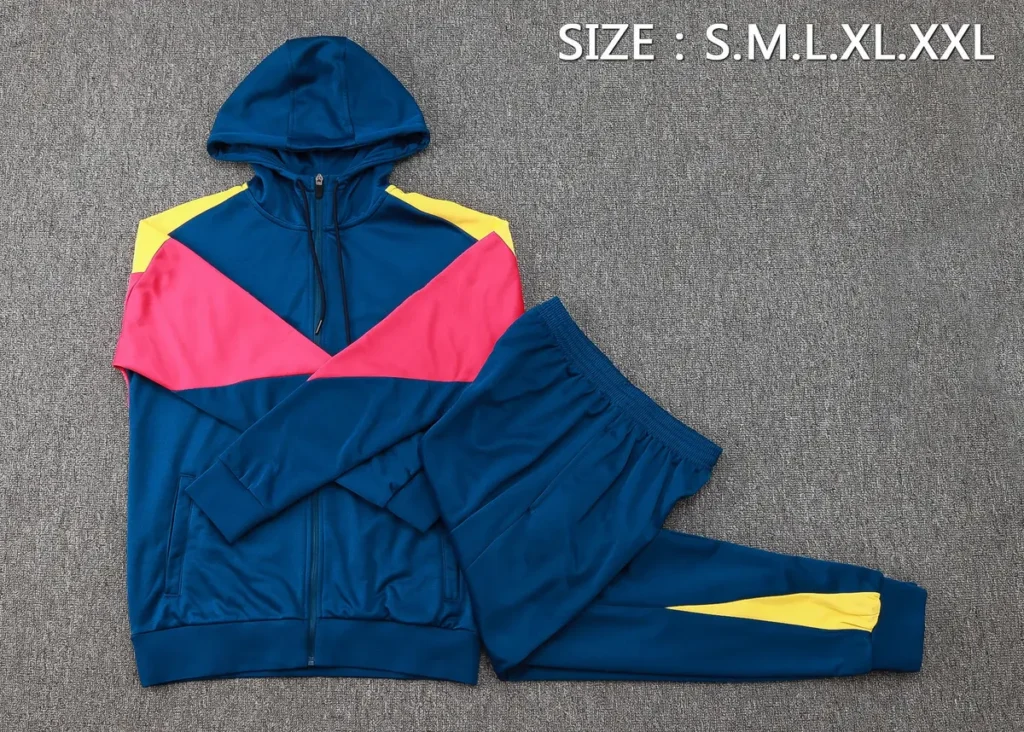 Teal Pink Yellow Full-Zip Tracksuit Set