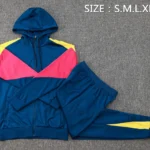 Teal pink yellow full-zip hoodie and pants set
